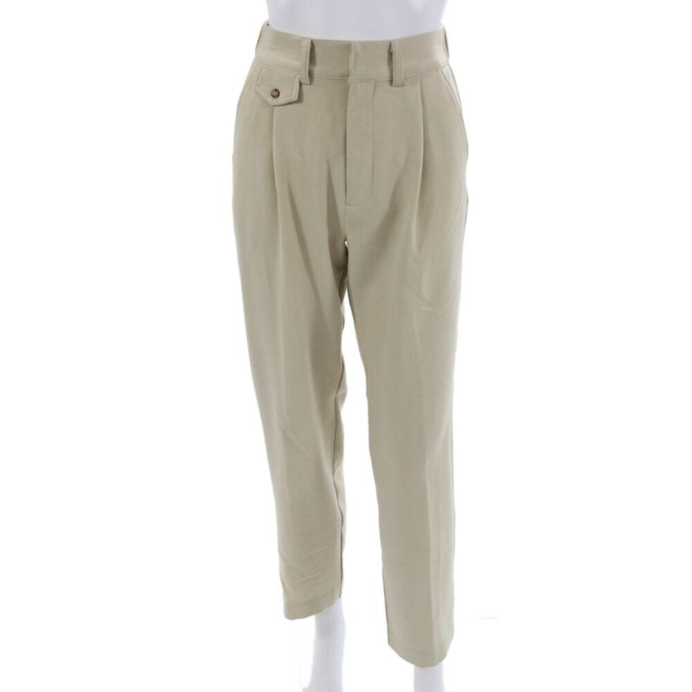 Kimberly Taylor Unisex Ankle Dress Pants Beige Poly Cotton Blend Button Size XS